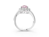 White gold Fancy Pink Pear  Halo Cluster Diamond Engagement Ring with Prong Setting and Polished Band_23