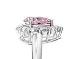 White gold Fancy Pink Pear  Halo Cluster Diamond Engagement Ring with Prong Setting and Polished Band_25