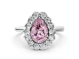 White gold Fancy Pink Pear  Halo Cluster Diamond Engagement Ring with Solitaire Band and Prong Setting_49