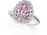 White gold Fancy Pink Pear  Halo Cluster Diamond Engagement Ring with Solitaire Band and Prong Setting_50