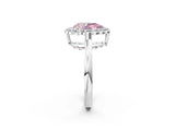 White gold Fancy Pink Pear  Halo Cluster Diamond Engagement Ring with Solitaire Band and Prong Setting_51