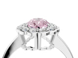 White gold Fancy Pink Pear  Halo Cluster Diamond Engagement Ring with Solitaire Band and Prong Setting_53