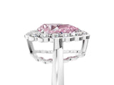 White gold Fancy Pink Pear  Halo Cluster Diamond Engagement Ring with Solitaire Band and Prong Setting_55