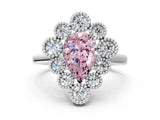 White gold Fancy Pink Pear  Halo Diamond Cluster Engagement Ring with Milgrain Bezel Setting and Solitaire Band_45