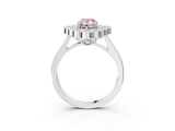 White gold Fancy Pink Pear  Halo Diamond Cluster Engagement Ring with Milgrain Bezel Setting and Solitaire Band_48