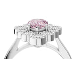 White gold Fancy Pink Pear  Halo Diamond Cluster Engagement Ring with Milgrain Bezel Setting and Solitaire Band_49