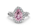 White gold Fancy Pink Pear  Halo Diamond Engagement Ring with Filigree Band and Four-Prong Setting_115