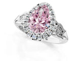 White gold Fancy Pink Pear  Halo Diamond Engagement Ring with Filigree Band and Four-Prong Setting_116