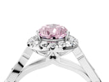 White gold Fancy Pink Pear  Halo Diamond Engagement Ring with Filigree Band and Four-Prong Setting_119