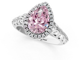 White gold Fancy Pink Pear  Halo Diamond Engagement Ring with Intricate Filigree Band and Four-Prong Setting_55