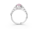 White gold Fancy Pink Pear  Halo Diamond Engagement Ring with Intricate Filigree Band and Four-Prong Setting_57