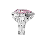 White gold Fancy Pink Pear  Halo Diamond Engagement Ring with Intricate Filigree Band and Four-Prong Setting_59