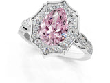 White gold Fancy Pink Pear  Halo Diamond Engagement Ring with Milgrain Band and Four-Prong Setting_89