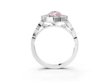 White gold Fancy Pink Pear  Halo Diamond Engagement Ring with Milgrain Band and Four-Prong Setting_91