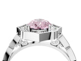 White gold Fancy Pink Pear  Halo Diamond Engagement Ring with Milgrain Band and Four-Prong Setting_92