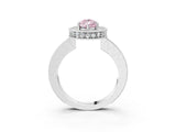 White gold Fancy Pink Pear  Halo Diamond Engagement Ring with Milgrain Pave Band and Four-Prong Setting_102