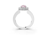 White gold Fancy Pink Pear  Halo Diamond Engagement Ring with Milgrain Pave Band and Four-Prong Setting_138