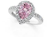 White gold Fancy Pink Pear  Halo Diamond Engagement Ring with Pavé Band and Four-Prong Setting_100