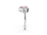White gold Fancy Pink Pear  Halo Diamond Engagement Ring with Pavé Band and Four-Prong Setting_101