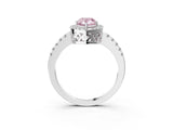 White gold Fancy Pink Pear  Halo Diamond Engagement Ring with Pavé Band and Four-Prong Setting_90