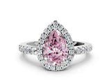 White gold Fancy Pink Pear  Halo Diamond Engagement Ring with Pavé Band and Four-Prong Setting_99