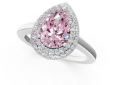 White gold Fancy Pink Pear  Halo Diamond Engagement Ring with Solitaire Band and Four-Prong Setting_20