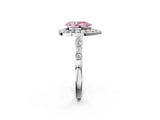 White gold Fancy Pink Pear  Halo Diamond Engagement Ring with Twisted Band and Four-Prong Setting 2