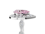 White gold Fancy Pink Pear  Halo Diamond Engagement Ring with Twisted Band and Four-Prong Setting 5