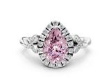 White gold Fancy Pink Pear  Halo Diamond Engagement Ring with Vintage-Inspired Band and Four-Prong Setting_3