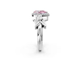 White gold Fancy Pink Pear  Halo Diamond Floral Band with Four-Prong Setting_57