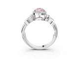 White gold Fancy Pink Pear  Halo Diamond Floral Band with Four-Prong Setting_58