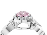 White gold Fancy Pink Pear  Halo Diamond Floral Band with Four-Prong Setting_59