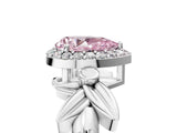 White gold Fancy Pink Pear  Halo Diamond Floral Band with Four-Prong Setting_59