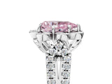 White gold Fancy Pink Pear  Halo Diamond Floral Split Shank Engagement Ring 5