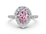 White gold Fancy Pink Pear  Halo Diamond Pavé Band Ring with Prong Setting_20