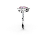 White gold Fancy Pink Pear  Halo Diamond Pavé Band Ring with Prong Setting_22