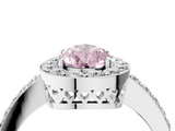 White gold Fancy Pink Pear  Halo Diamond Pavé Band Ring with Prong Setting_24