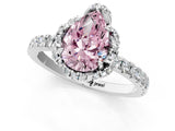 White gold Fancy Pink Pear  Halo Diamond Pave Band Ring with Four-Prong Setting_16