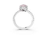 White gold Fancy Pink Pear  Halo Diamond Pave Band Ring with Four-Prong Setting_18