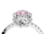 White gold Fancy Pink Pear  Halo Diamond Pave Band Ring with Four-Prong Setting_19
