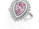 White gold Fancy Pink Pear  Halo Diamond Ring with Milgrain Edge and Round Prong Setting_39