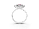 White gold Fancy Pink Pear  Halo Diamond Ring with Milgrain Edge and Round Prong Setting_41