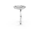 White gold Fancy Pink Pear  Halo Diamond Ring with Milgrain Edge and Round Prong Setting_41