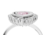 White gold Fancy Pink Pear  Halo Diamond Ring with Milgrain Edge and Round Prong Setting_42