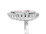 White gold Fancy Pink Pear  Halo Diamond Ring with Milgrain Edge and Round Prong Setting_43