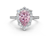 White gold Fancy Pink Pear  Halo Diamond Ring with Pavé Band and Prong Setting_20