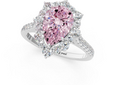 White gold Fancy Pink Pear  Halo Diamond Ring with Pavé Band and Prong Setting_21