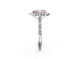White gold Fancy Pink Pear  Halo Diamond Ring with Pavé Band and Prong Setting_22
