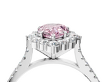 White gold Fancy Pink Pear  Halo Diamond Ring with Pavé Band and Prong Setting_24