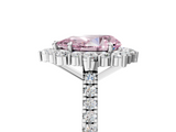White gold Fancy Pink Pear  Halo Diamond Ring with Pavé Band and Prong Setting_25